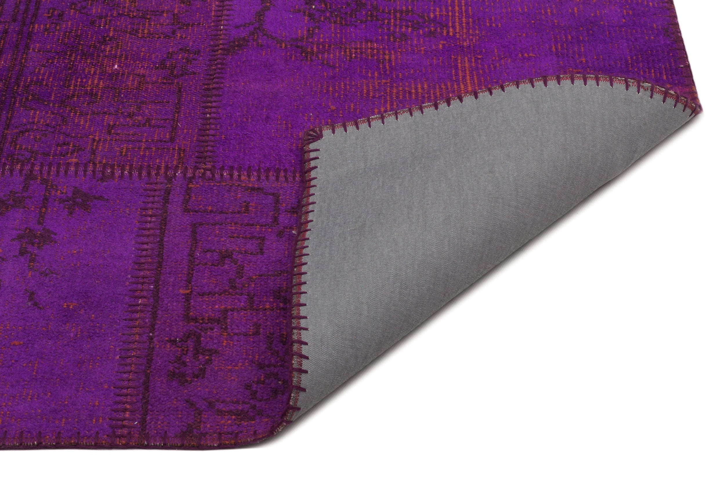 Iskece Purple Vintage Wool Handmade Area Rug 5'3" x 7'8"