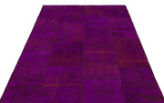 Iskece Purple Vintage Wool Handmade Area Rug 5'3" x 7'8"