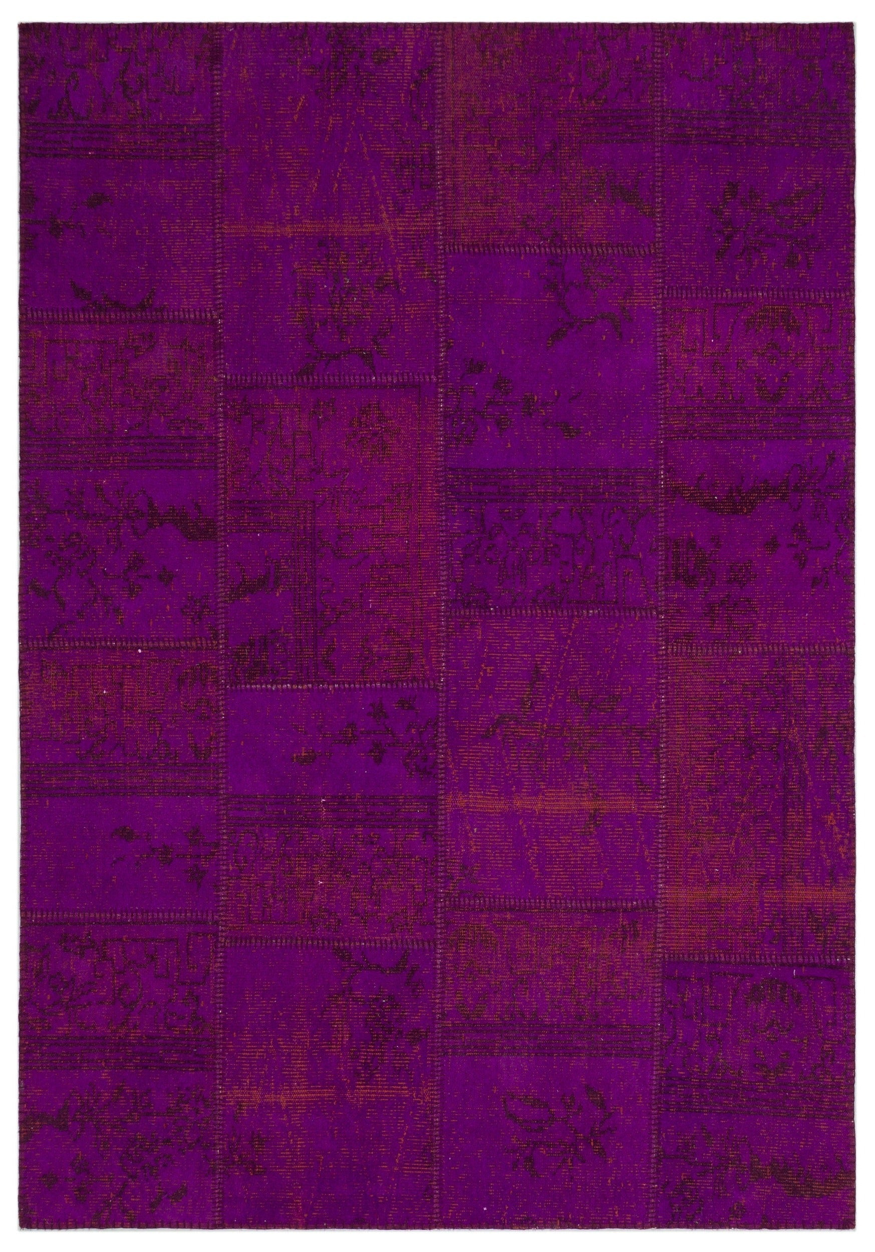 Iskece Purple Vintage Wool Handmade Area Rug 5'3" x 7'8"