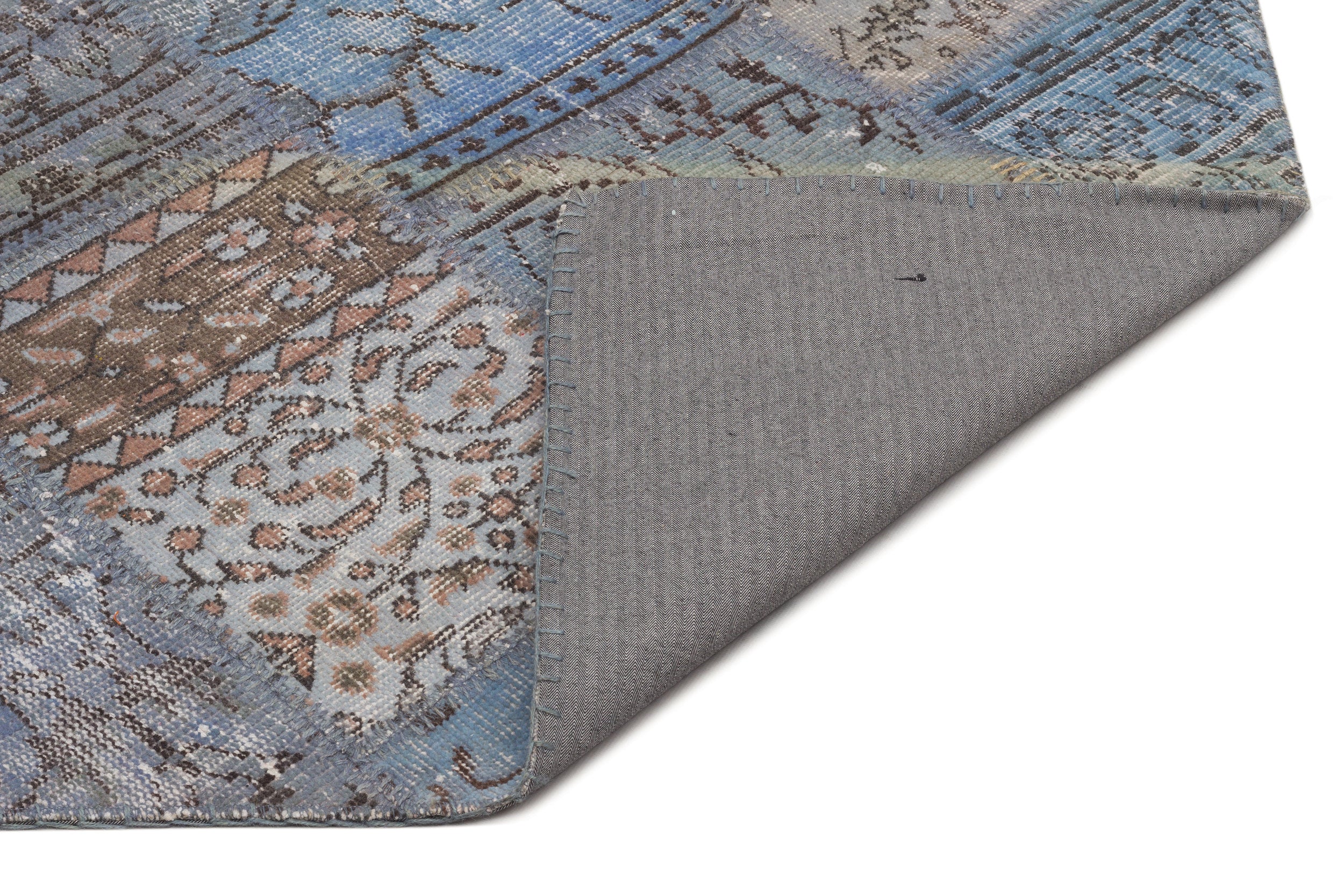 Iskece Blue Vintage Wool Handmade Area Rug 5'3" x 7'8"
