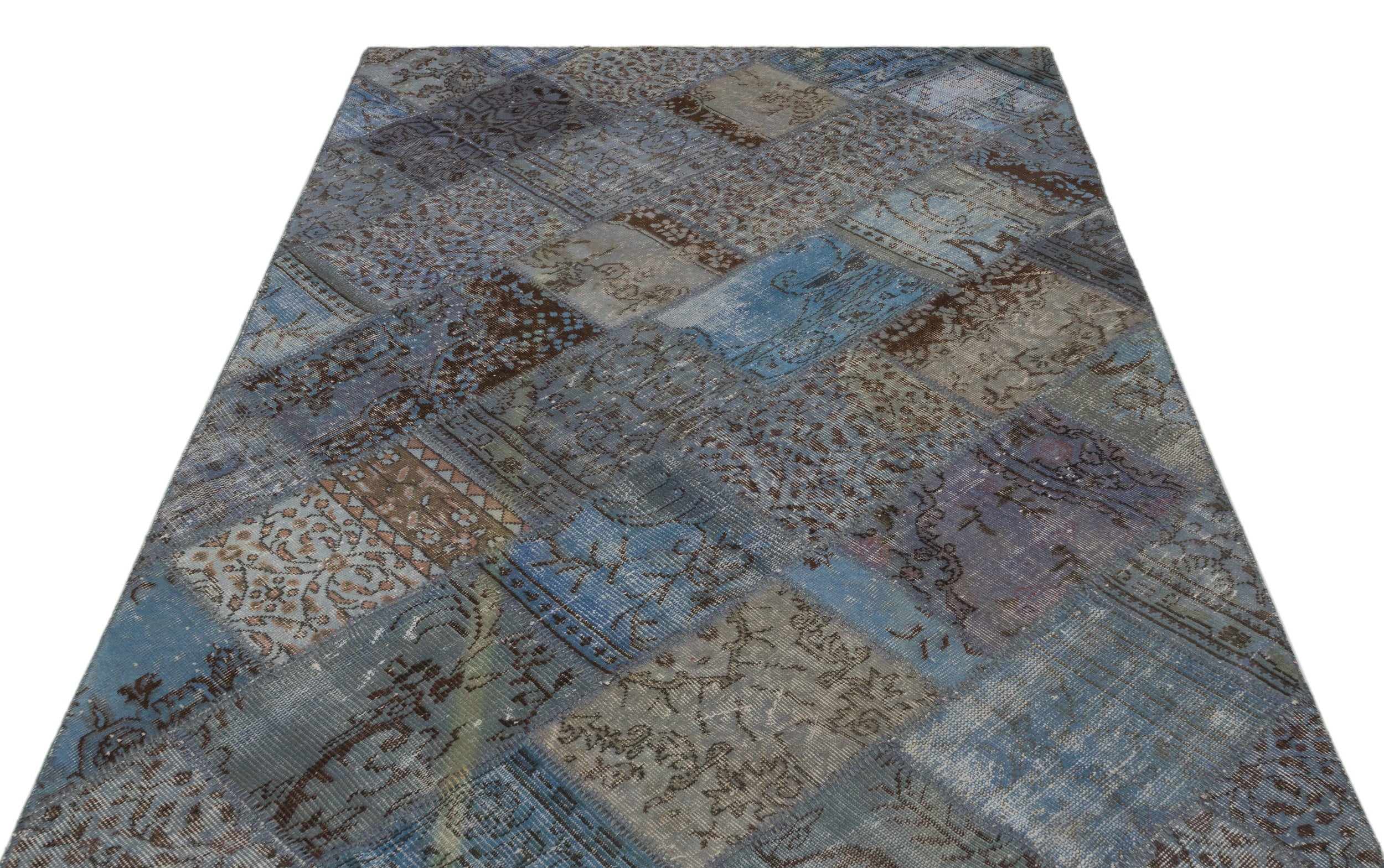Iskece Blue Vintage Wool Handmade Area Rug 5'3" x 7'8"