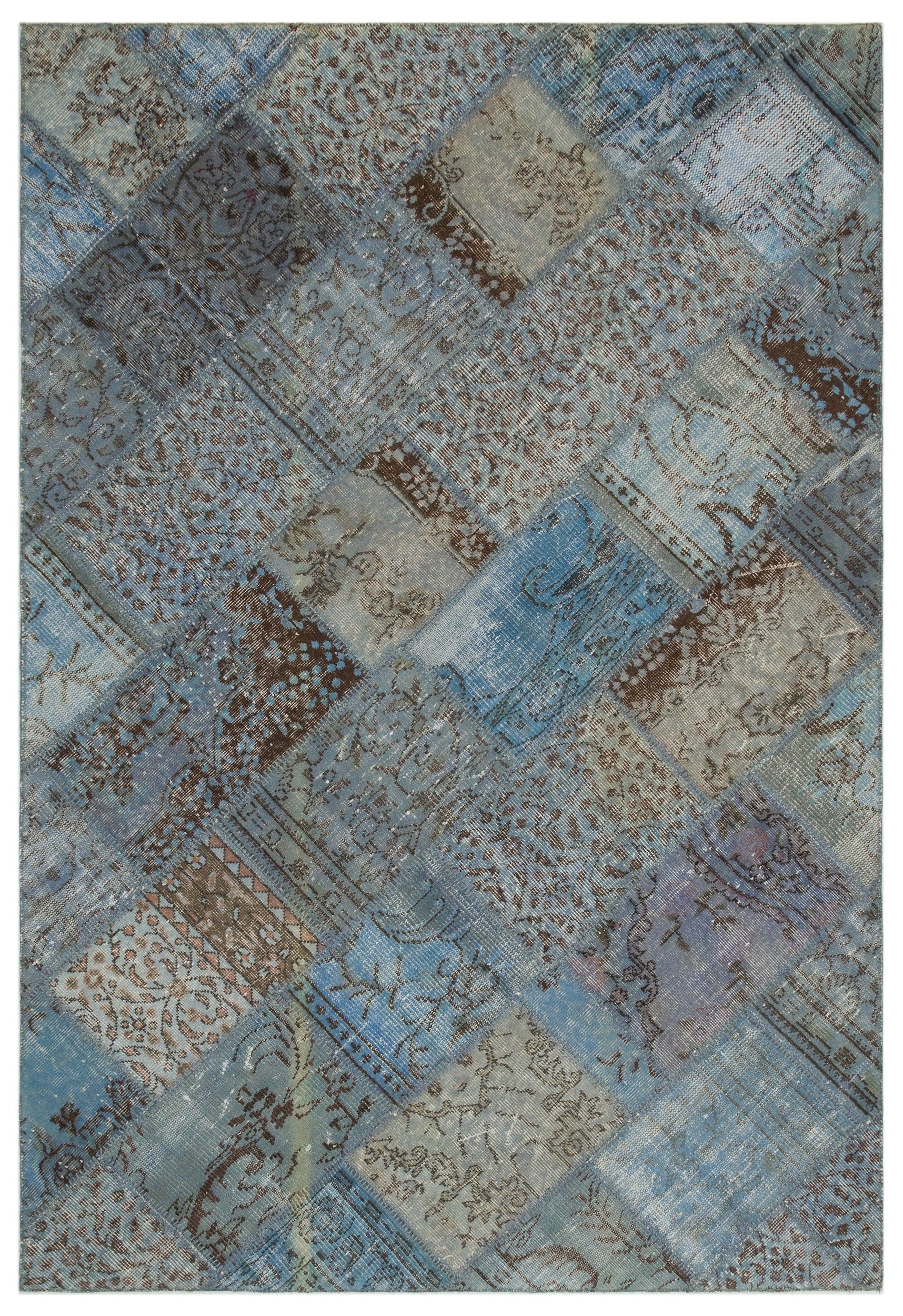 Iskece Blue Vintage Wool Handmade Area Rug 5'3" x 7'8"