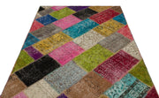 Iskece 21603 Beige Patchwork Wool Handmade Area Rug 5'3" x 7'8"