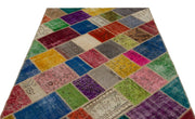 Iskece 21620 Beige Patchwork Wool Handmade Area Rug 5'3" x 7'8"