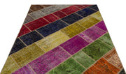 Iskece 21634 Beige Patchwork Wool Handmade Area Rug 5'3" x 7'8"