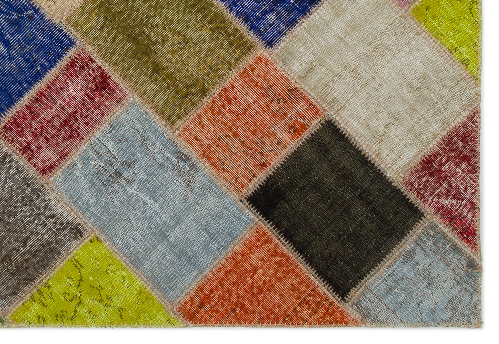Iskece 21650 Beige Patchwork Wool Handmade Area Rug 5'3" x 7'8"