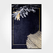 Black Floral Area Rug – Washable Non Slip Chenille Cotton Carpet with Soft Touch