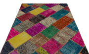 Iskece 21674 Beige Patchwork Wool Handmade Area Rug 5'3" x 7'8"