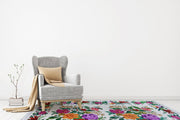 White Floral Kilim Washable Non Slip Rug – Soft Texture Carpet With Anti Slip Mat
