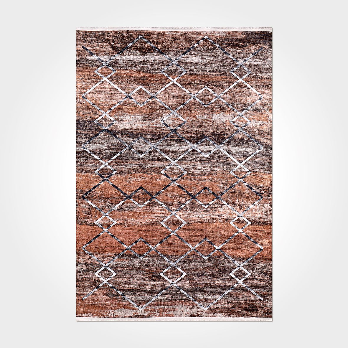 Geometric Area Rug - Washable Non Slip Chenille Cotton Carpet for Living Room