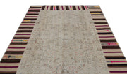 Iskece Beige Vintage Wool Handmade Area Rug 6'2" x 9'1"