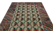 Iskece Cream Vintage Wool Handmade Area Rug 6'4" x 9'7"