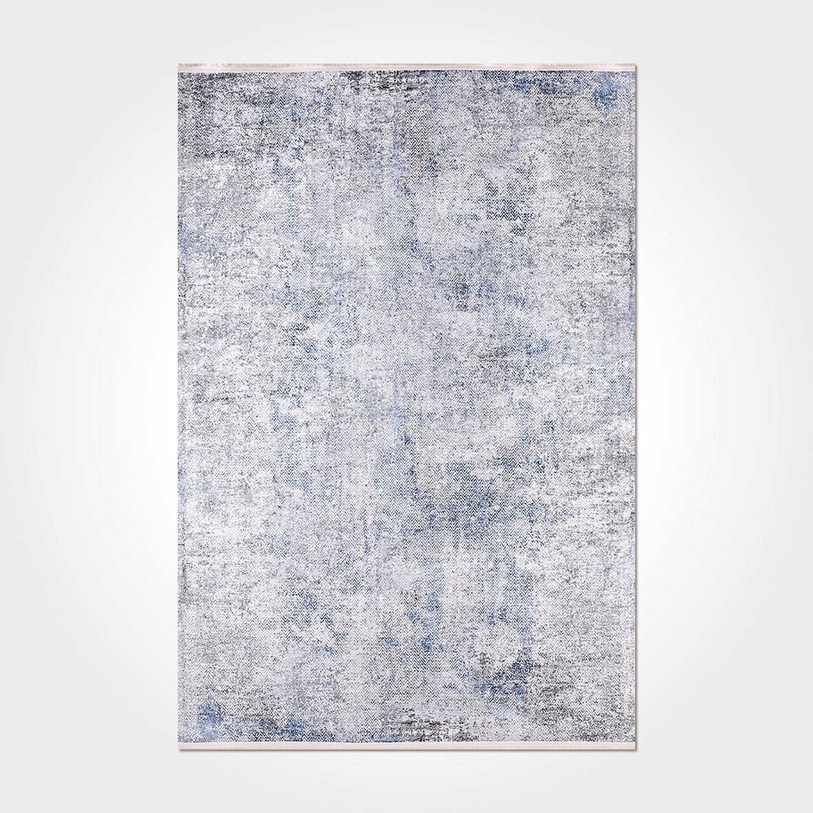 Modern Chenille Area Rug – Washable Non Slip Grey Blue Rug With Soft Texture