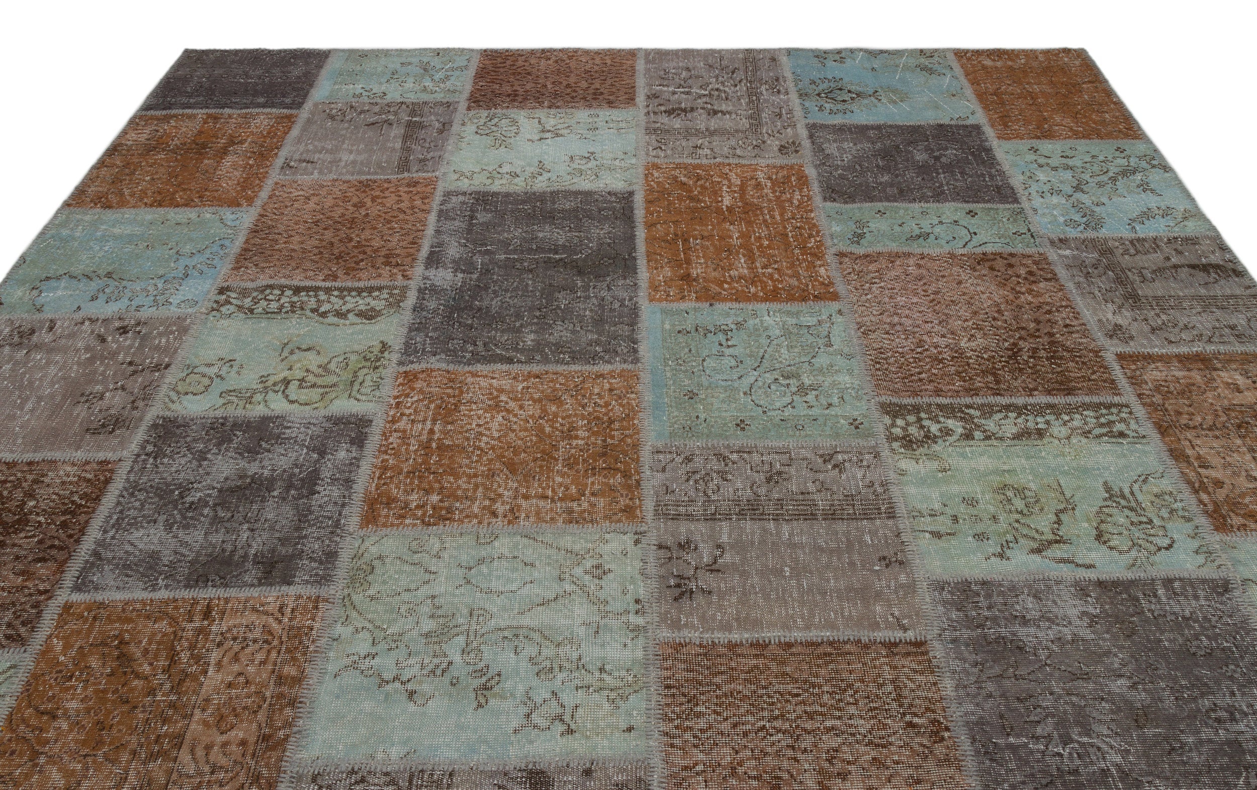 Iskece Grey Vintage Wool Handmade Area Rug 9'0" x 12'0"