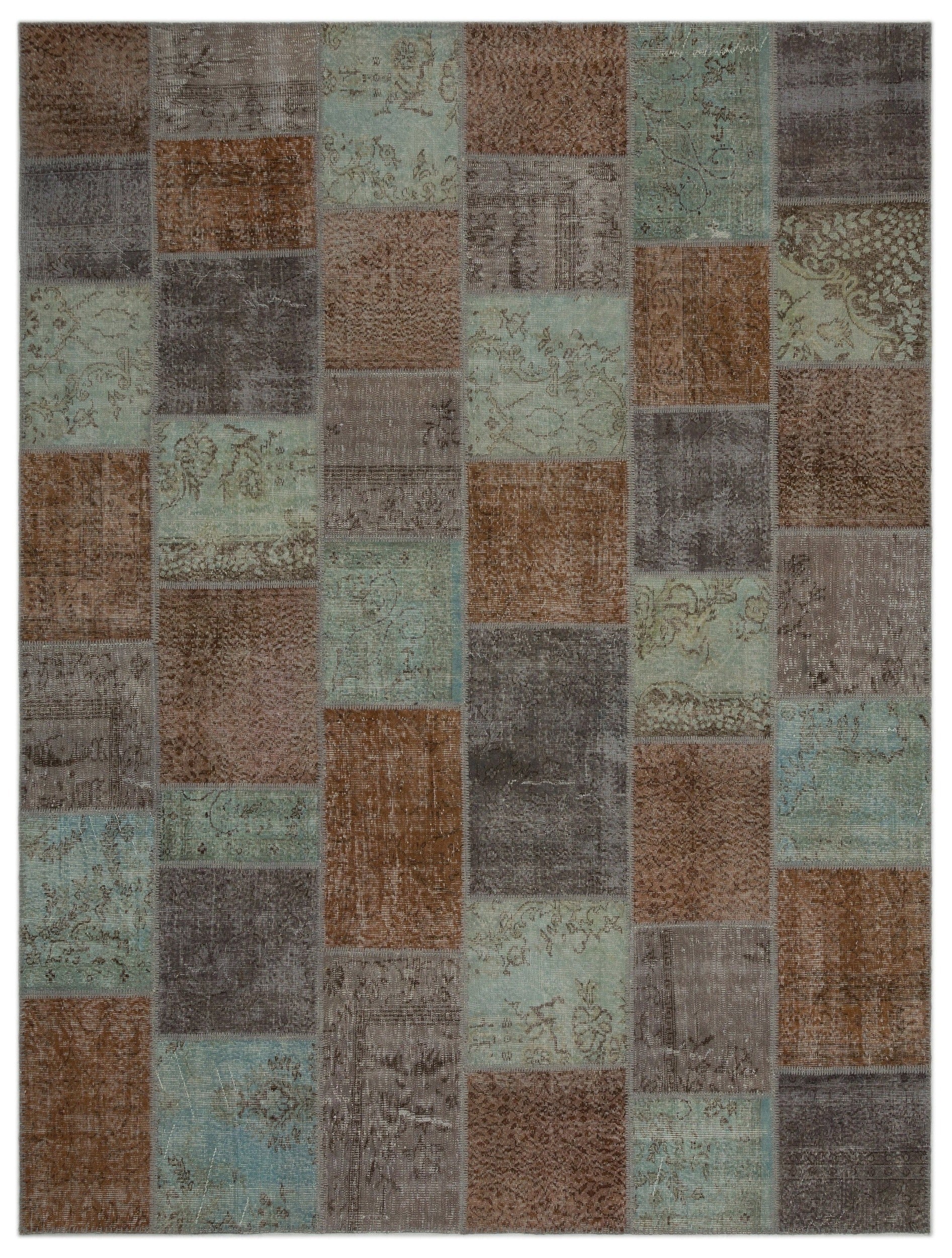 Iskece Grey Vintage Wool Handmade Area Rug 9'0" x 12'0"