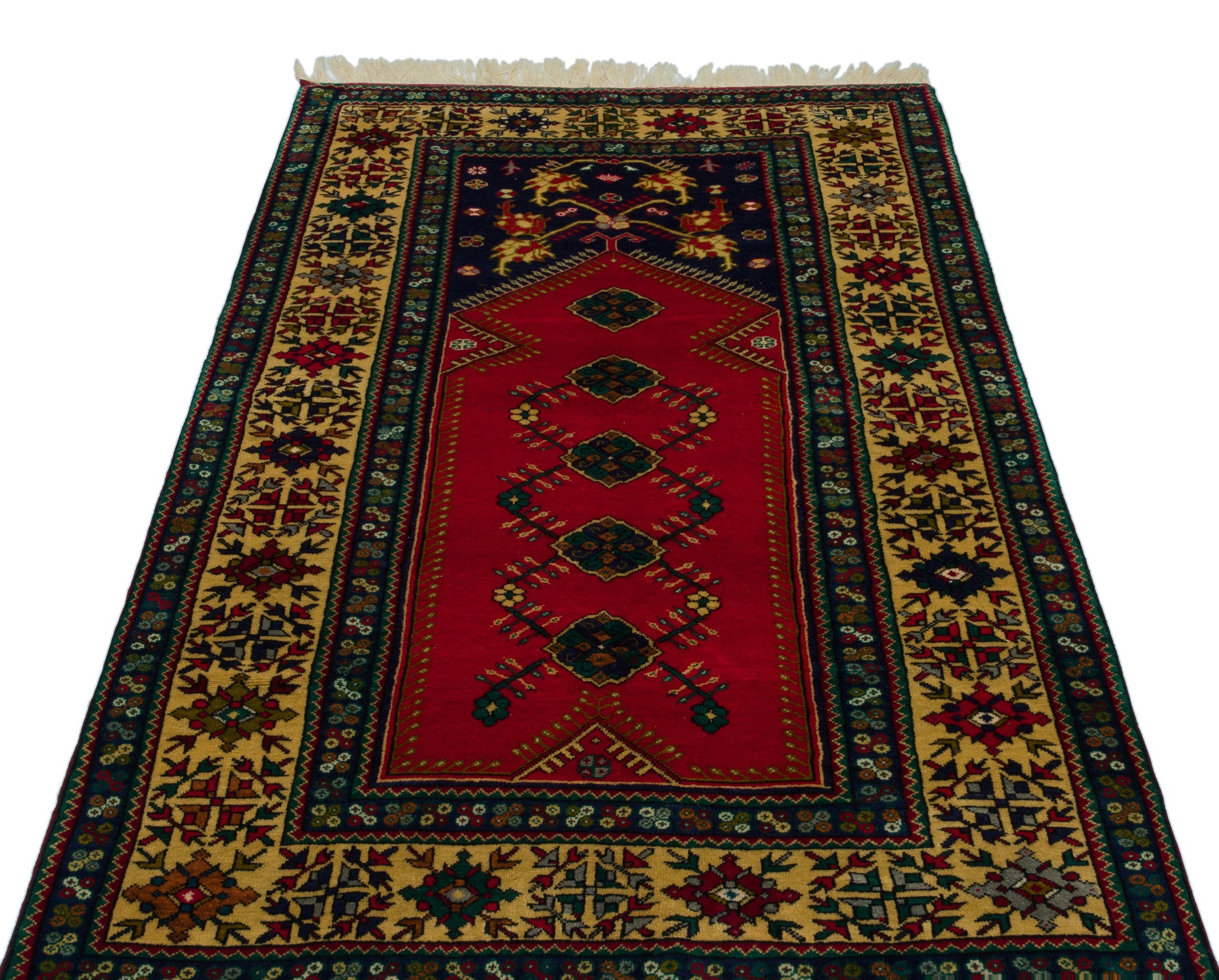 Atina Red Vintage Wool Handmade Area Rug 4'0" x 6'11"