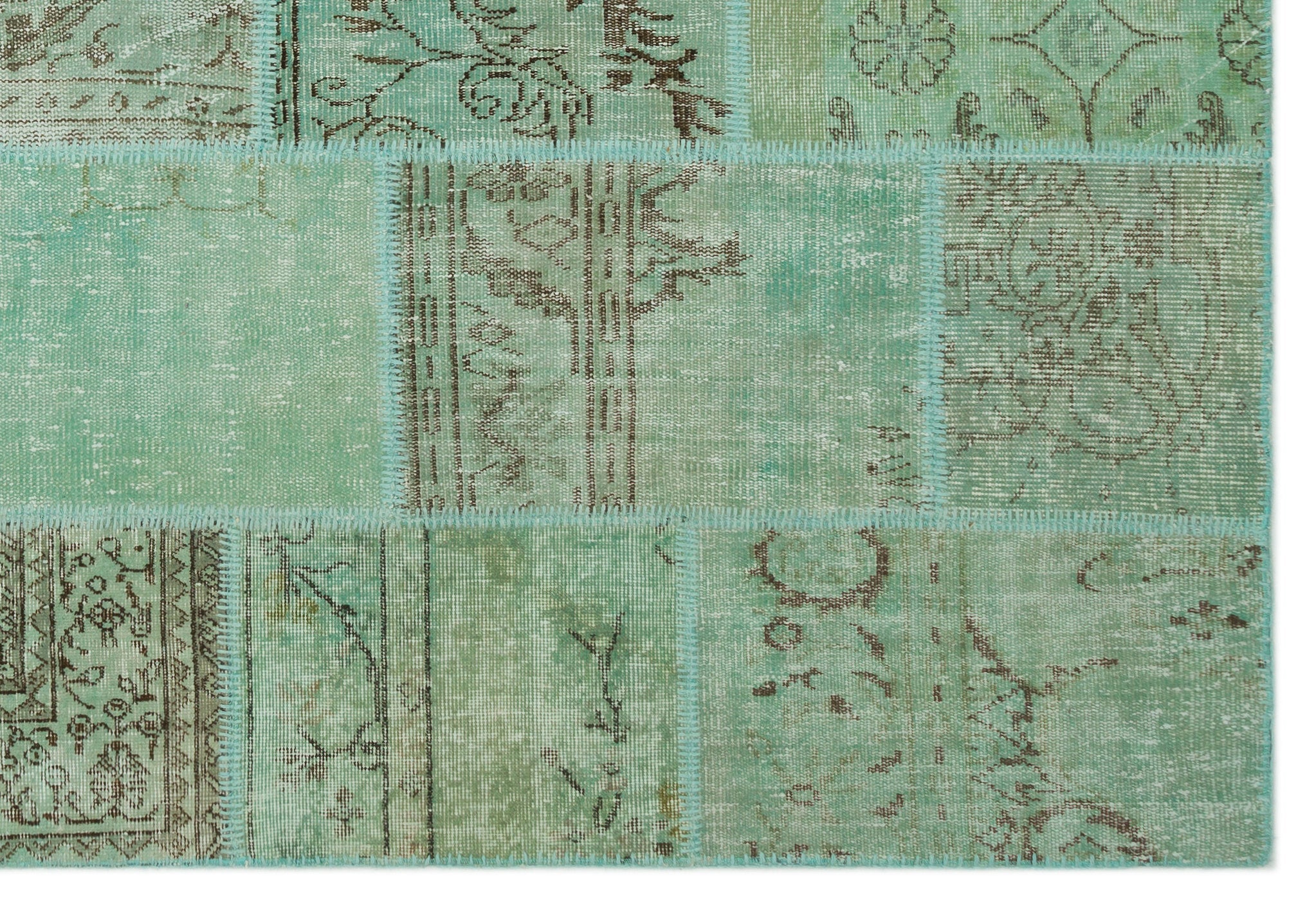 Iskece Green Vintage Wool Handmade Area Rug 6'3" x 9'3"