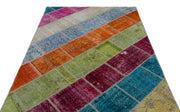 Iskece 21955 Beige Patchwork Wool Handmade Area Rug 5'3" x 7'7"