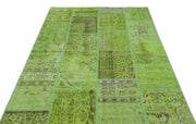 Iskece 21963 Green Vintage Wool Handmade Area Rug 5'3" x 7'7"