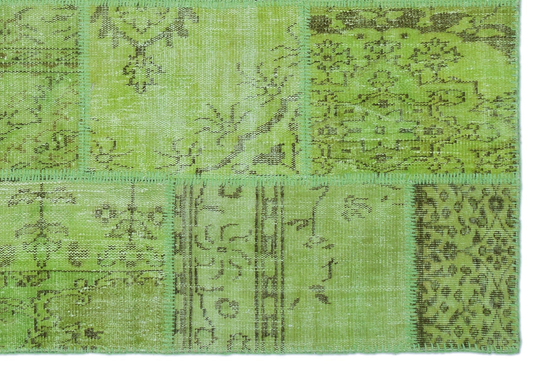 Iskece 21963 Green Vintage Wool Handmade Area Rug 5'3" x 7'7"
