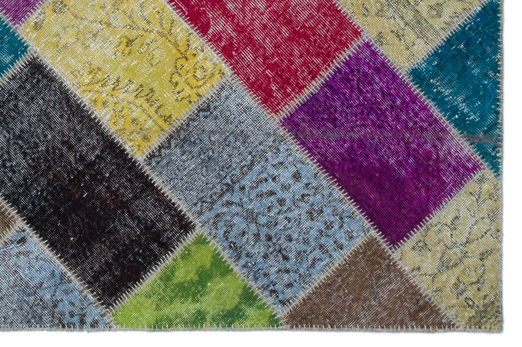 Iskece 22005 Beige Patchwork Wool Handmade Area Rug 5'3" x 7'7"