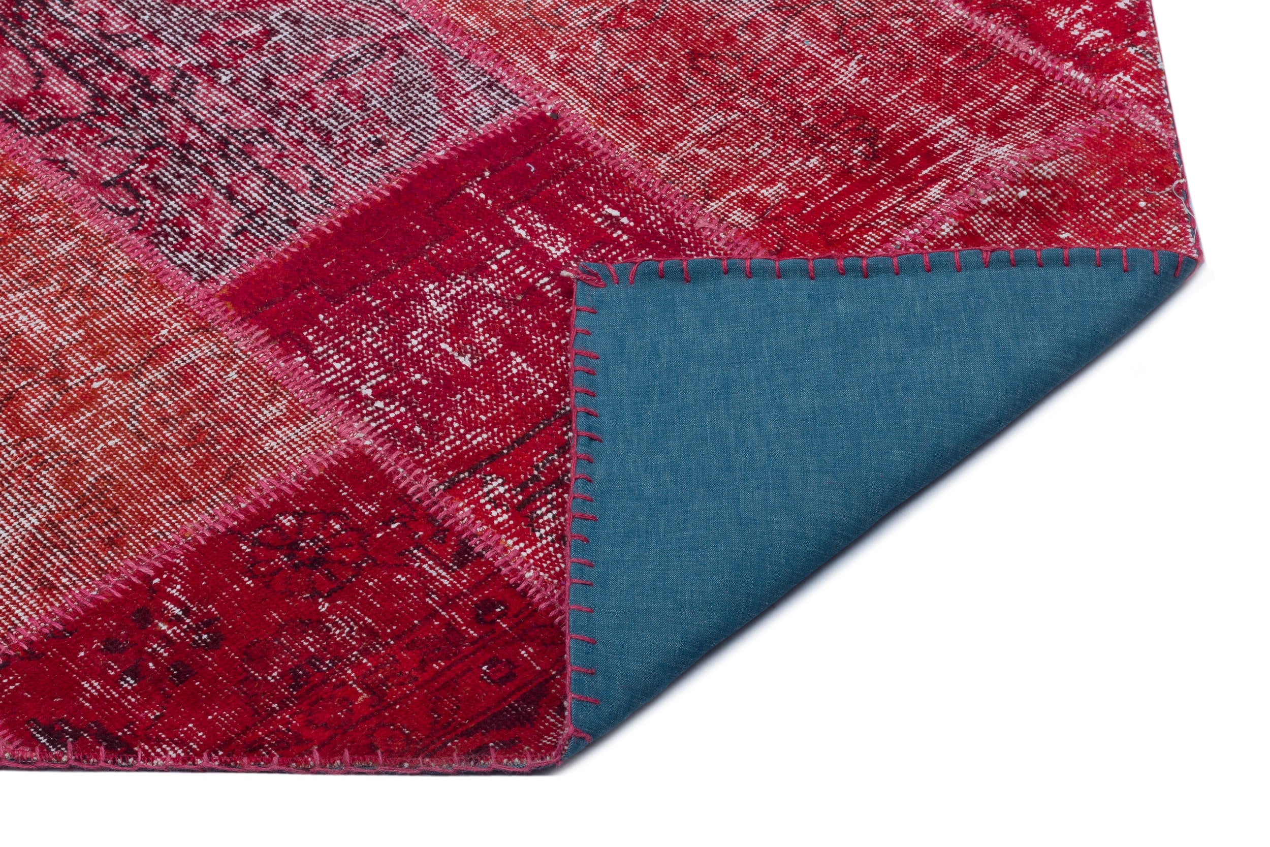 Iskece 22009 Red Patchwork Wool Handmade Area Rug 5'3" x 7'7"