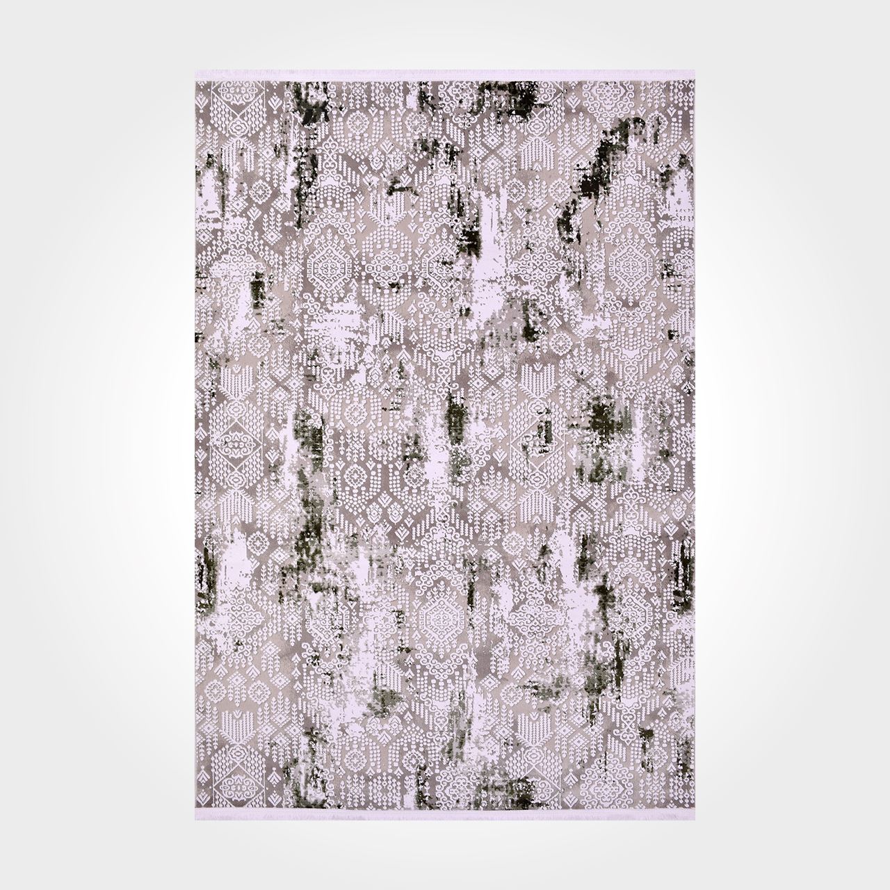 Modern Area Rug - Machine Made Rug with Cream Green Acrylic Yarn Carpet by Crea