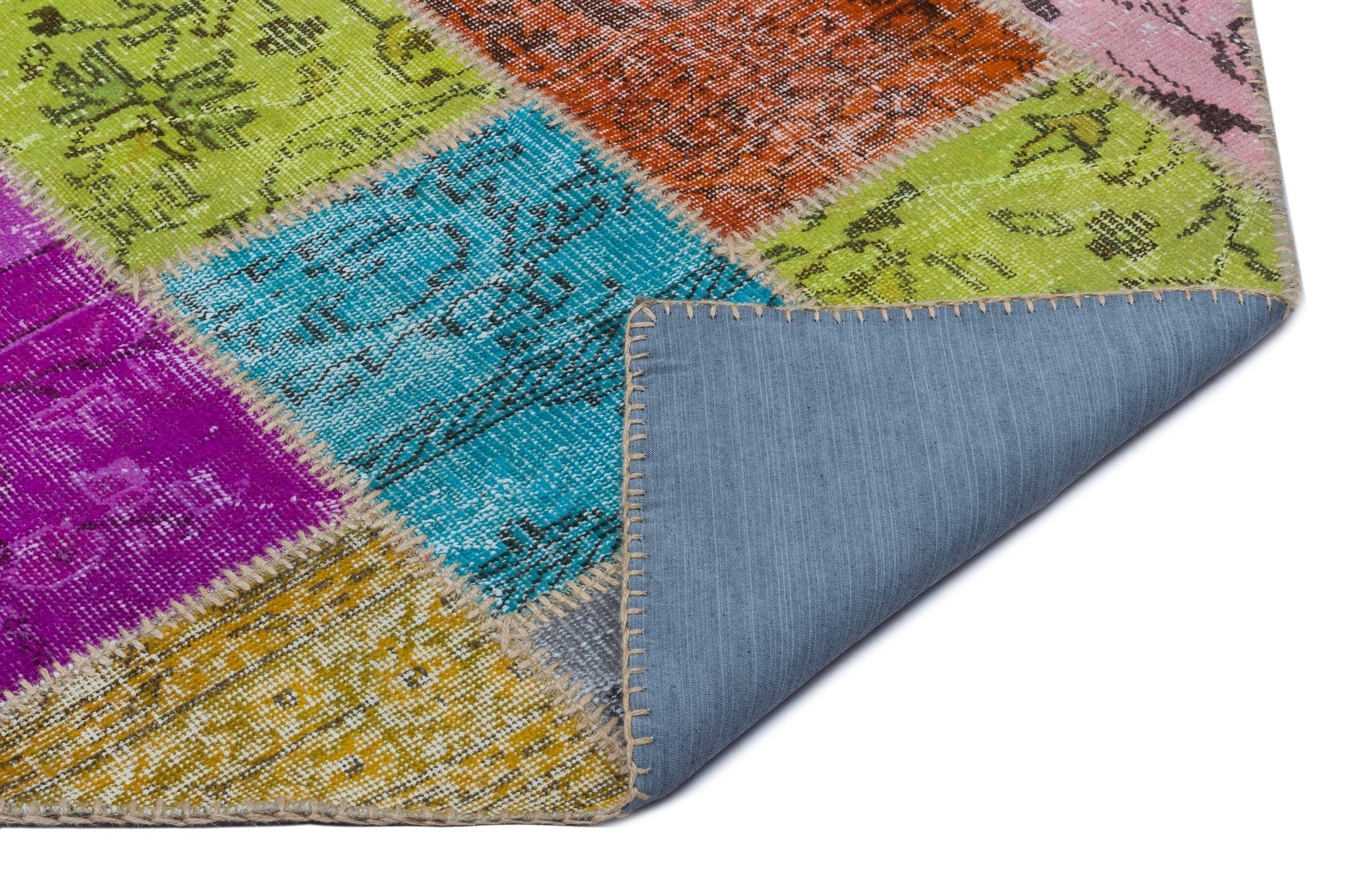 Iskece 22012 Beige Patchwork Wool Handmade Area Rug 5'3" x 7'7"