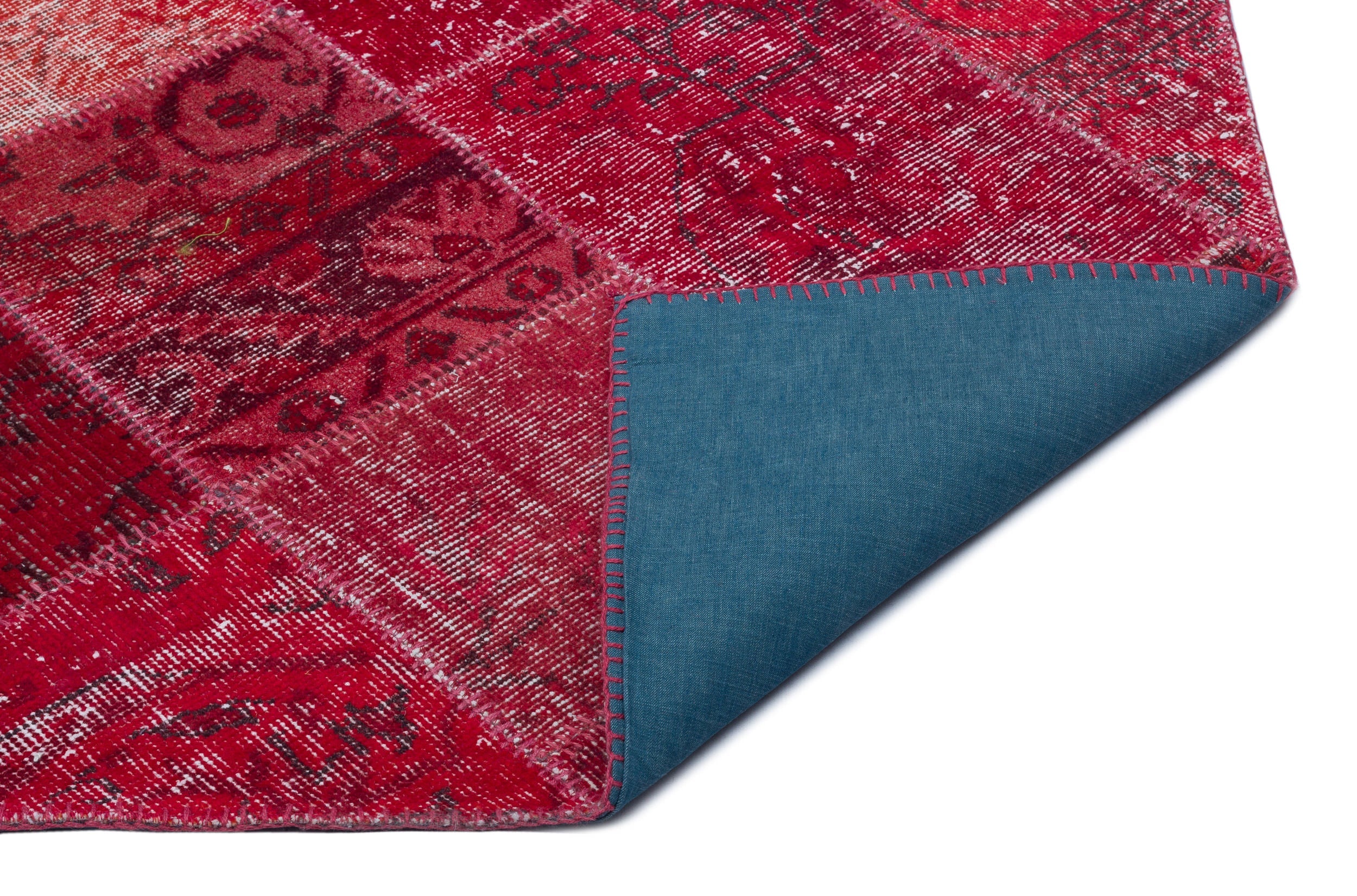 Iskece 22014 Red Patchwork Wool Handmade Area Rug 5'3" x 7'7"