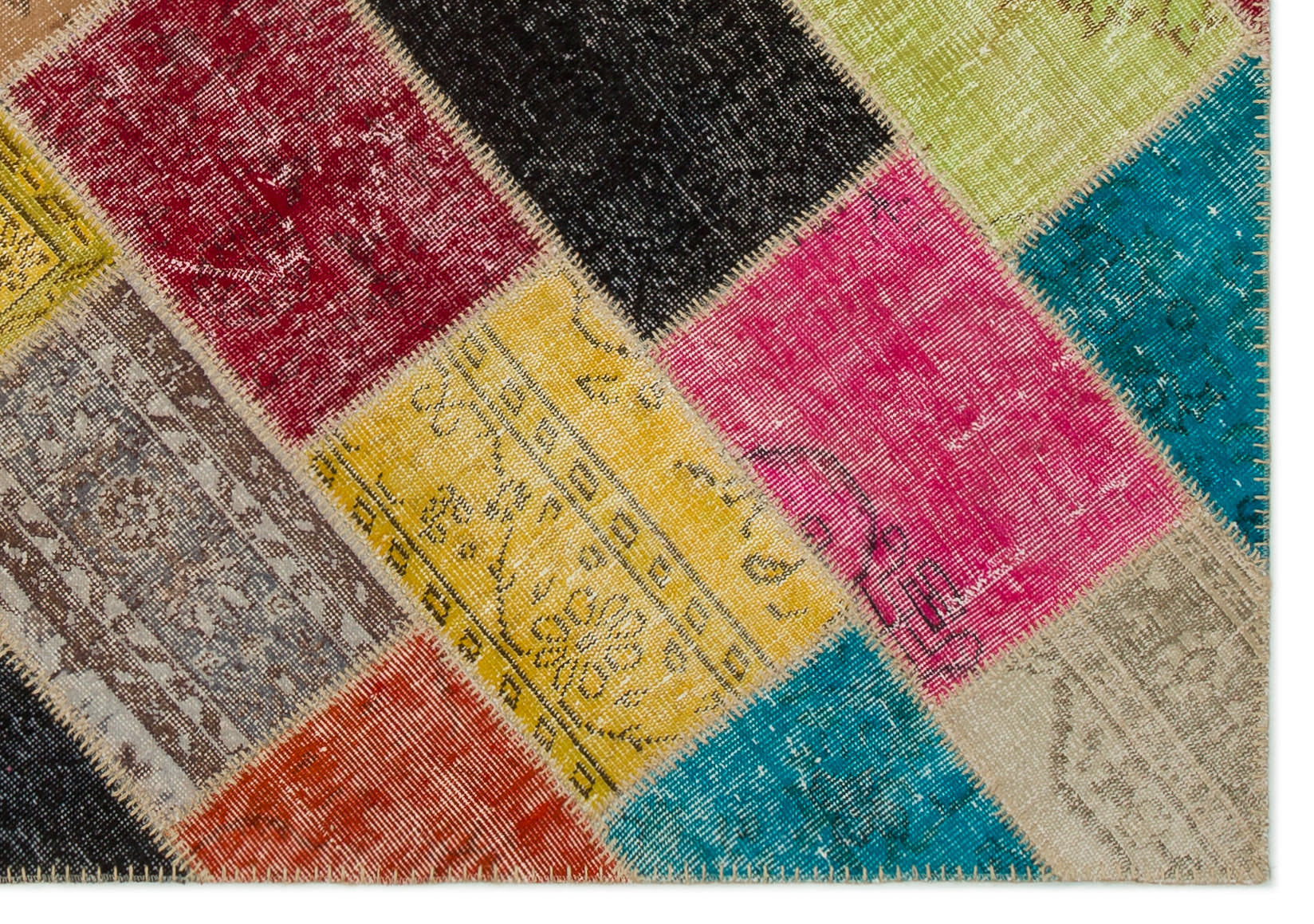 Iskece 22020 Beige Patchwork Wool Handmade Area Rug 5'3" x 7'7"