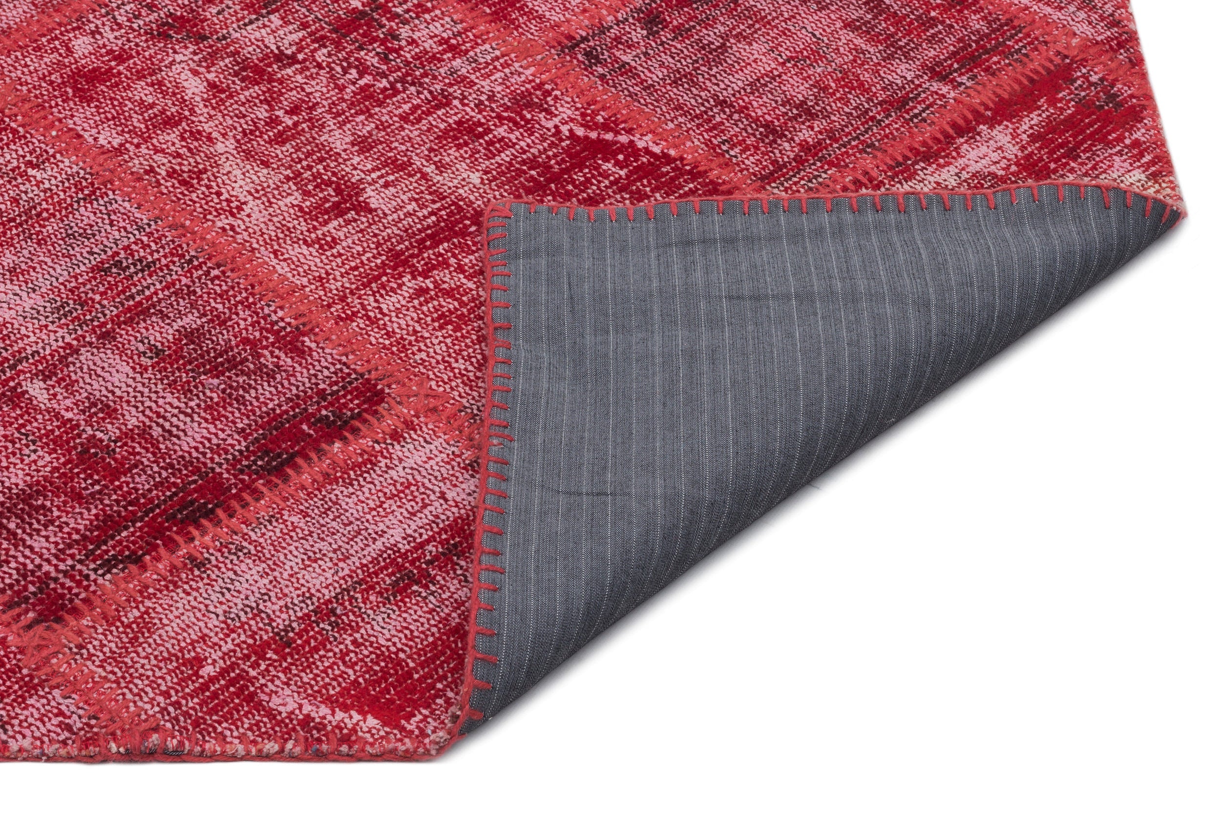 Iskece 22023 Red Patchwork Wool Handmade Area Rug 5'3" x 7'7"