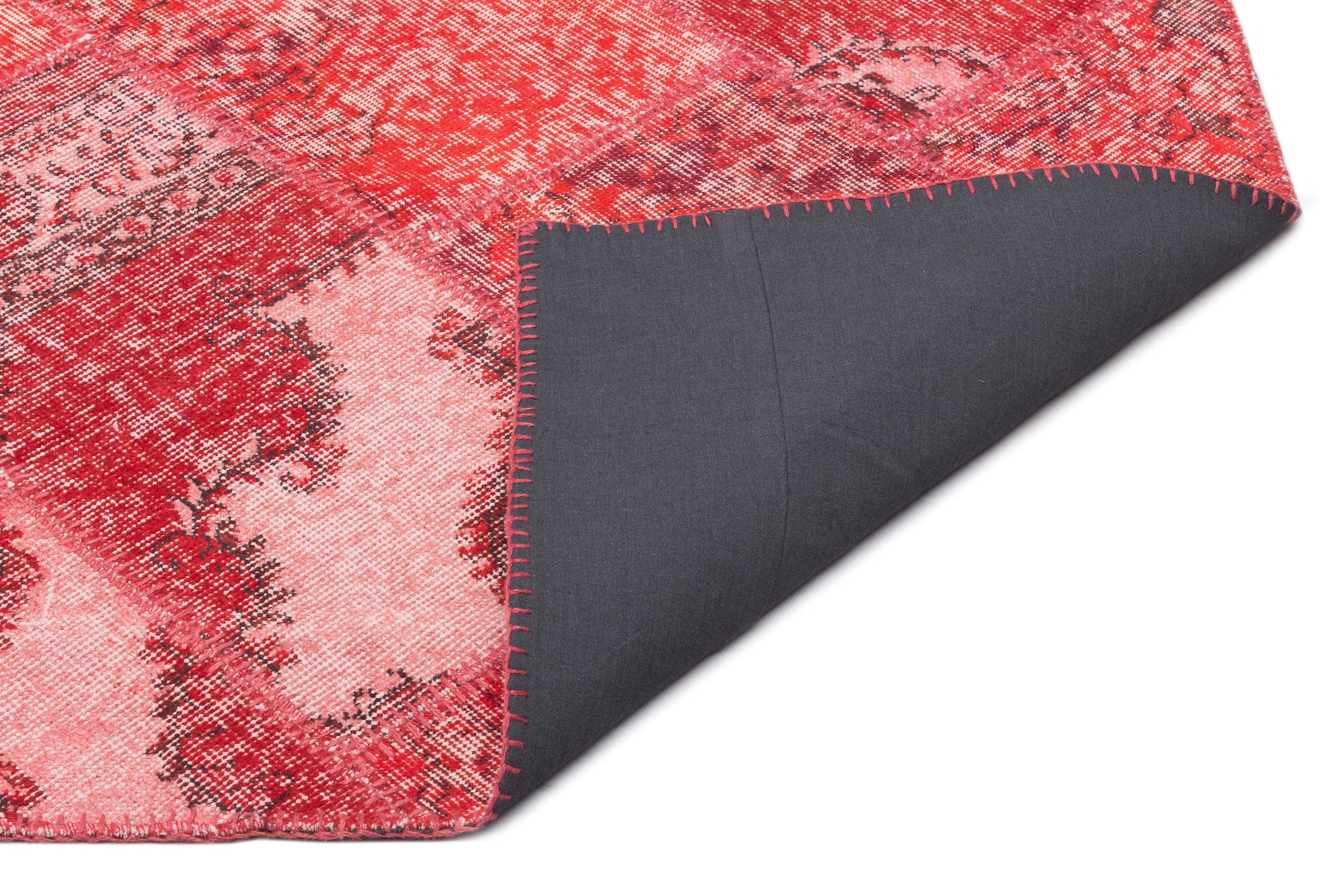 Iskece 22031 Red Patchwork Wool Handmade Area Rug 5'3" x 7'7"