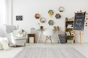 Grey Geometric Jute Rug - Machine Made Area Rug | Dust Free Soft Texture Carpet