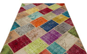 Iskece 22080 Beige Patchwork Wool Handmade Area Rug 5'3" x 7'7"