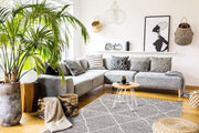 Grey Geometric Area Rug - Machine Made Jute Rug | Dust Free, Easy Clean