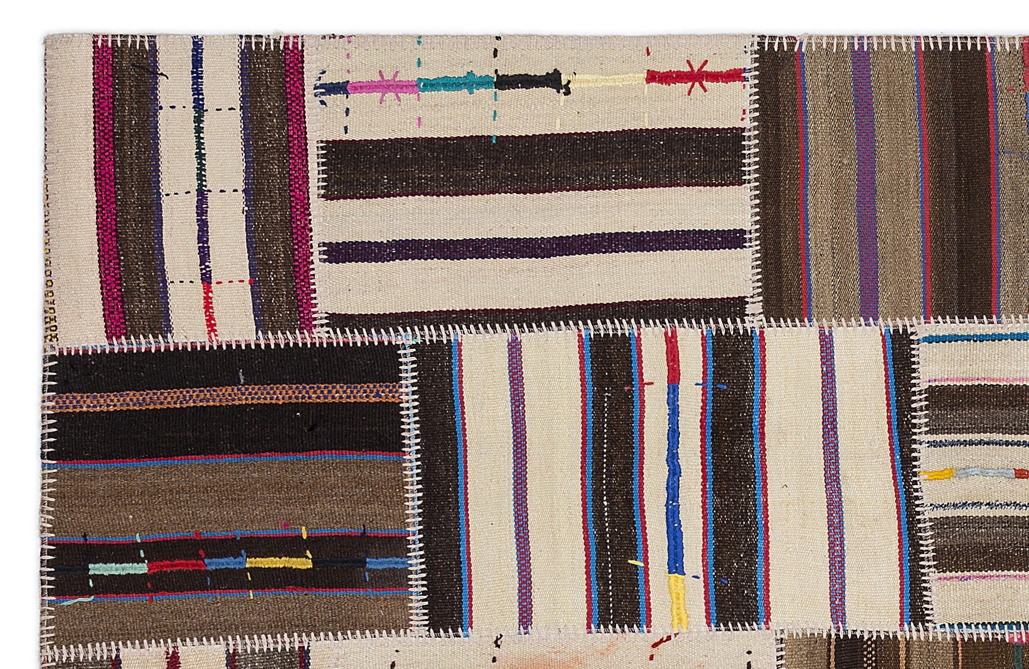 Teselya 2210 Beige Striped Wool Handmade Area Rug 5'3" x 7'7"