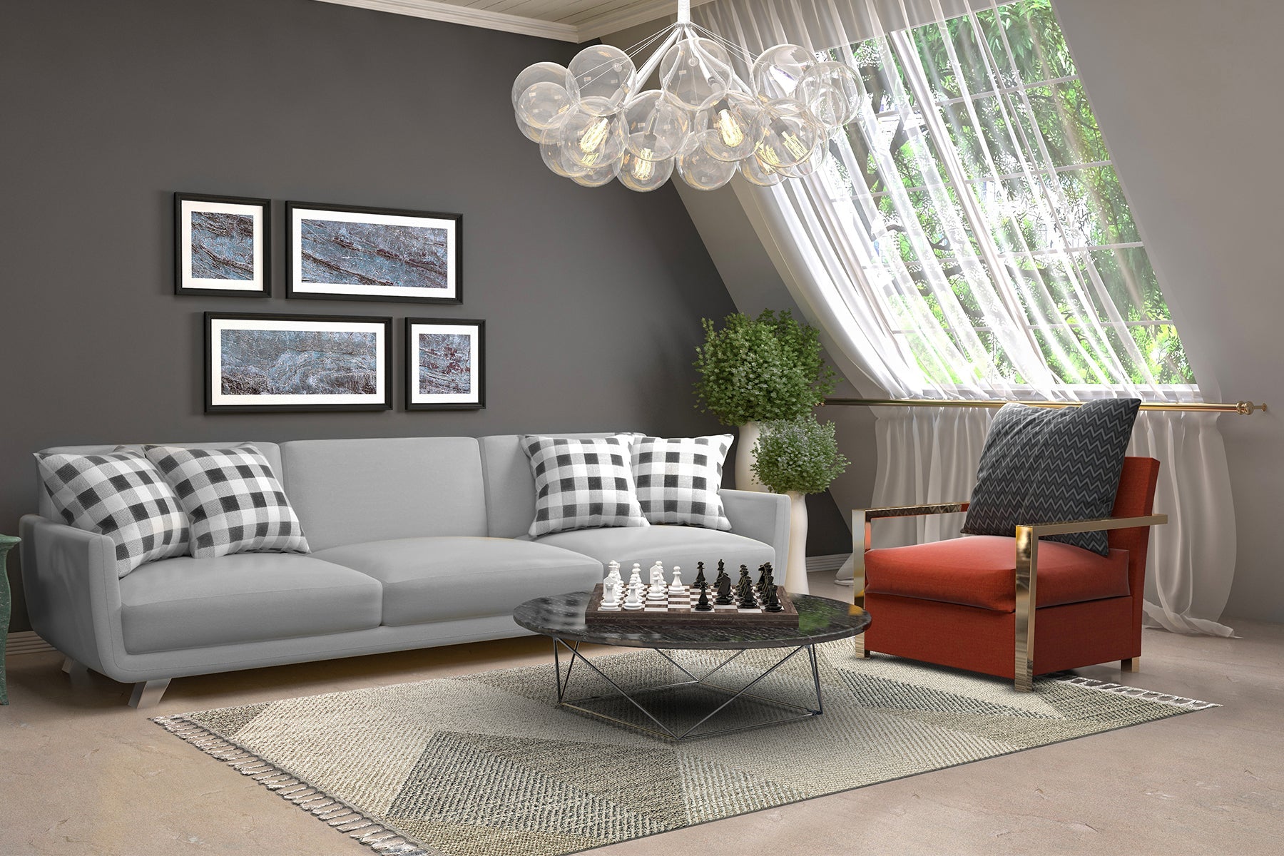 Grey Jute Area Rug – Machine Made Geometric Rug with Soft Texture Carpet