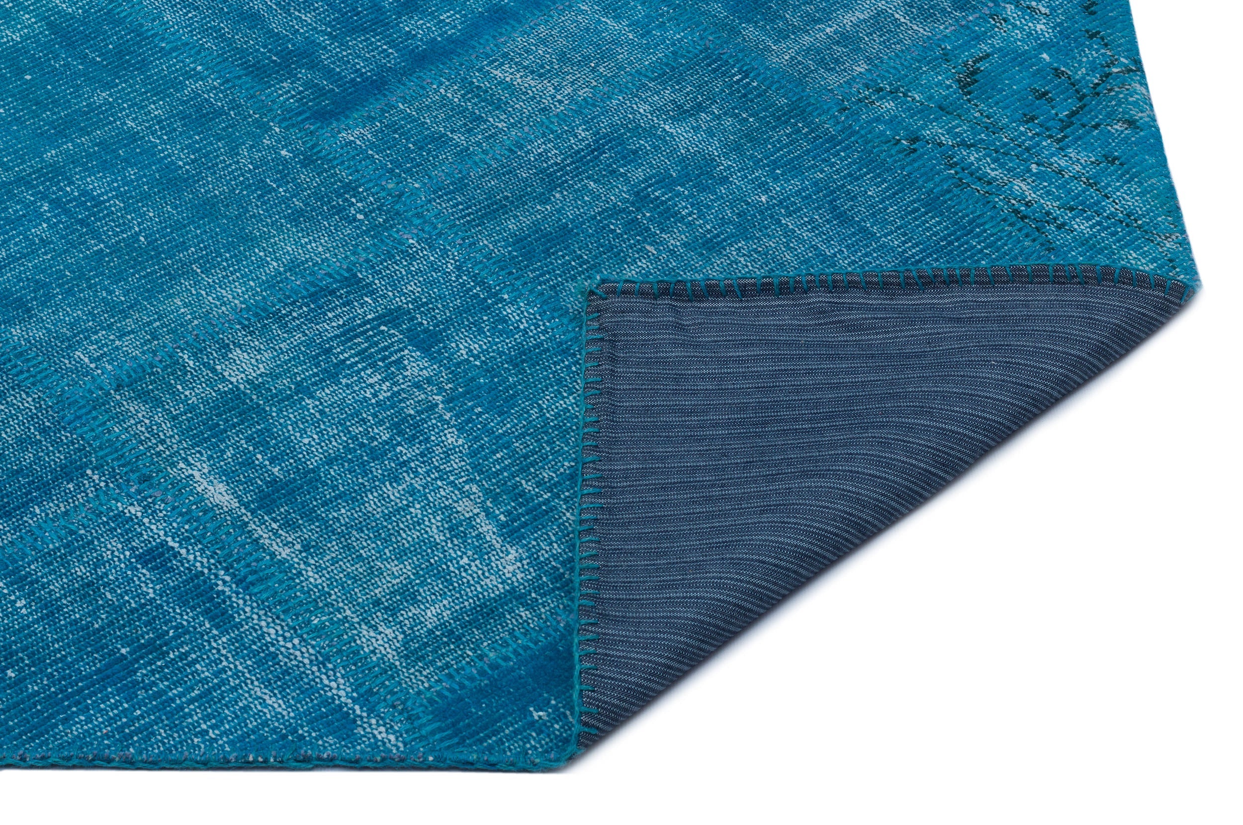 Iskece 22154 Blue Patchwork Wool Handmade Area Rug 3'11" x 5'11"
