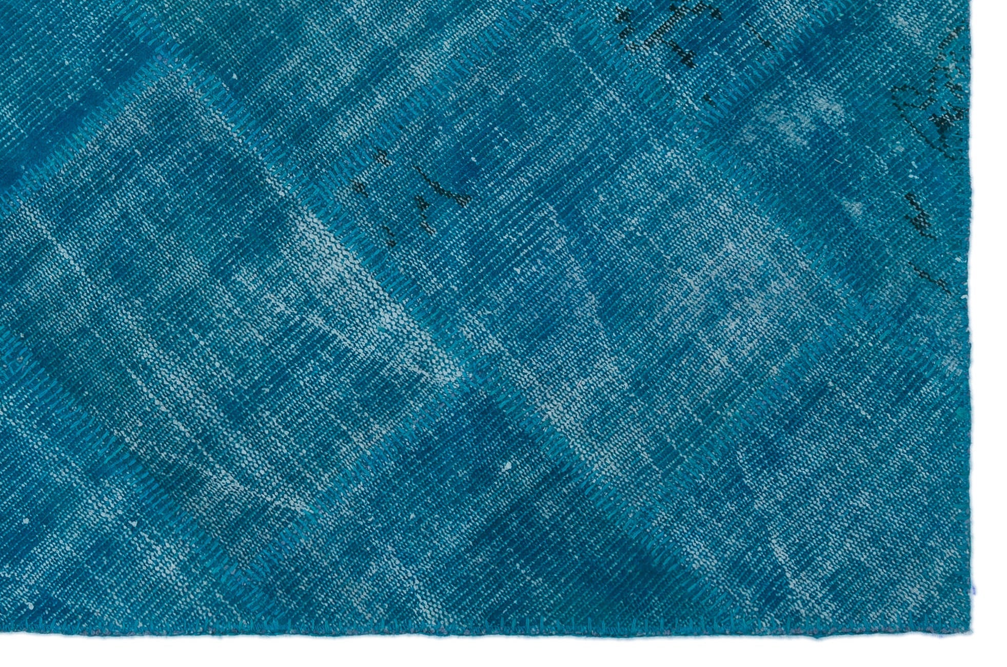 Iskece 22154 Blue Patchwork Wool Handmade Area Rug 3'11" x 5'11"