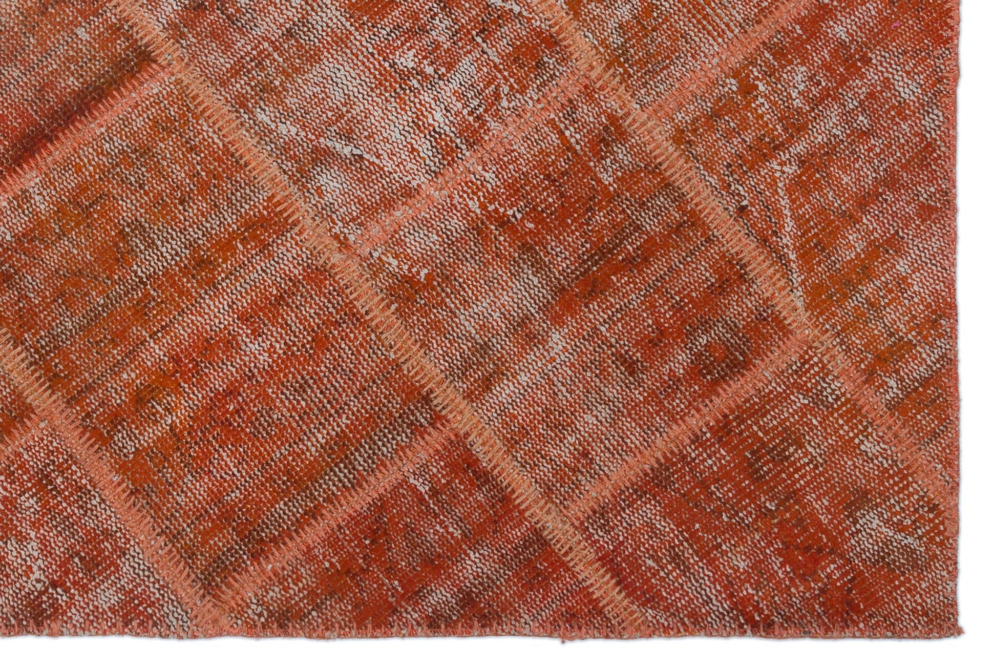 Iskece 22177 Orange Vintage Wool Handmade Area Rug 3'11" x 5'11"