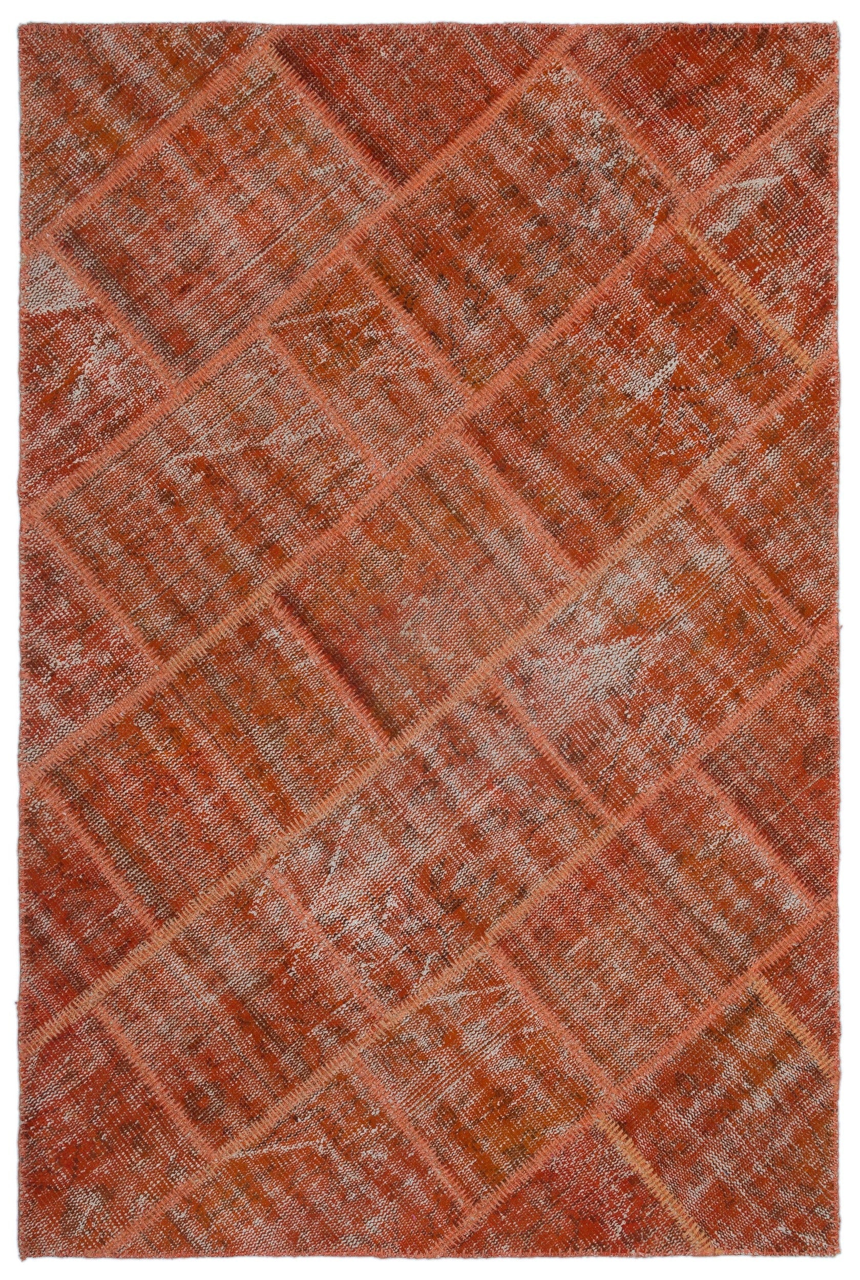 Iskece 22177 Orange Vintage Wool Handmade Area Rug 3'11" x 5'11"