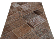 Iskece 22194 Brown Patchwork Wool Handmade Area Rug 3'11" x 5'11"
