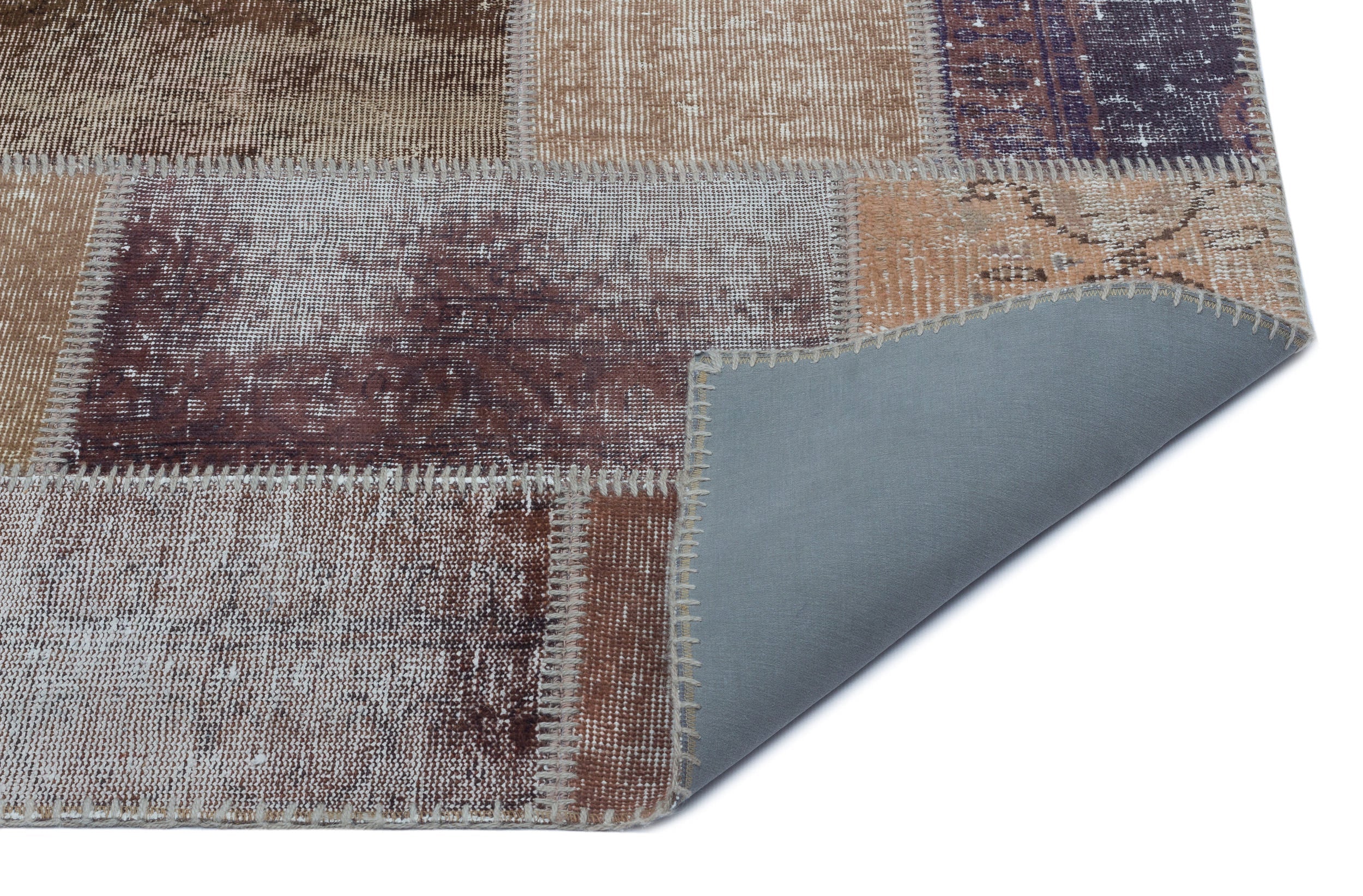 Iskece 22205 Beige Patchwork Wool Handmade Area Rug 3'11" x 5'11"