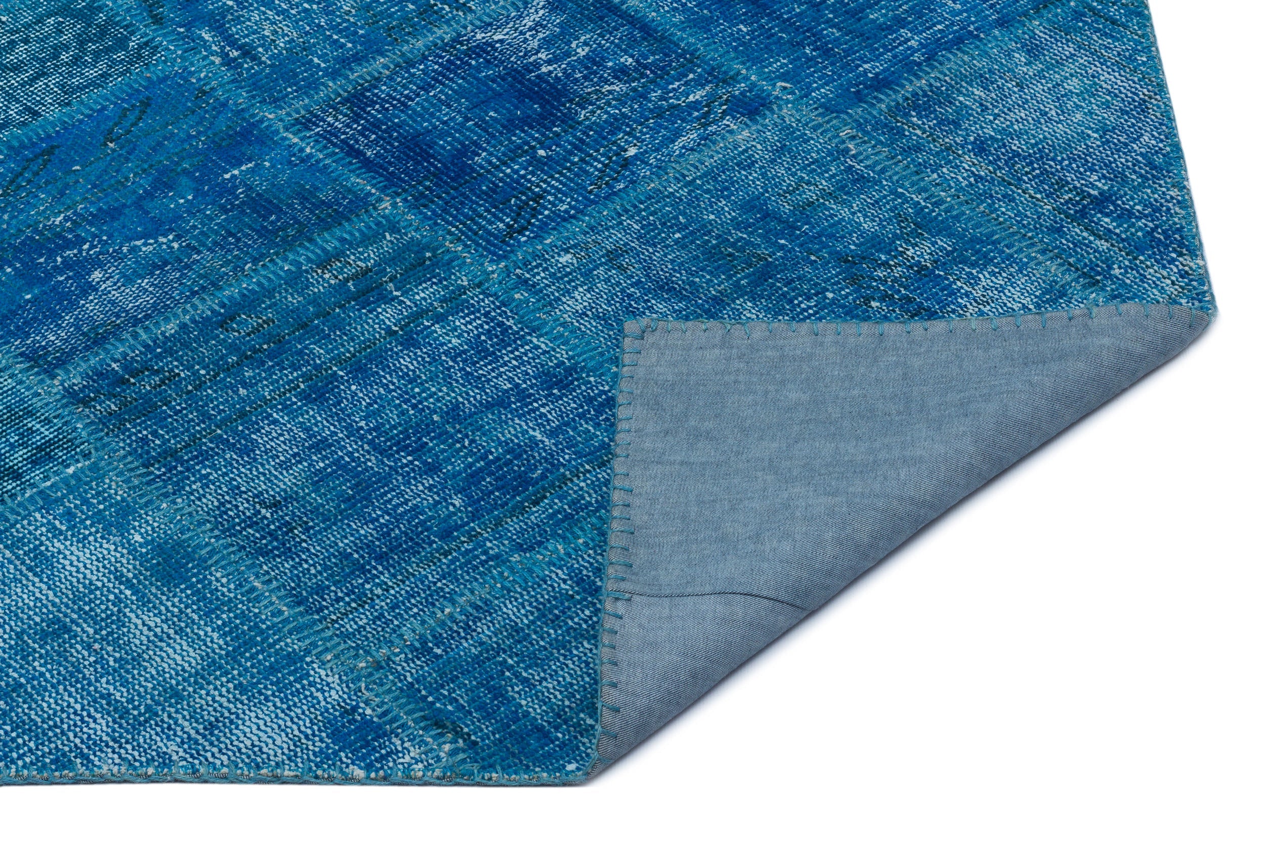 Iskece 22225 Turquoise Patchwork Wool Handmade Area Rug 3'11" x 5'11"