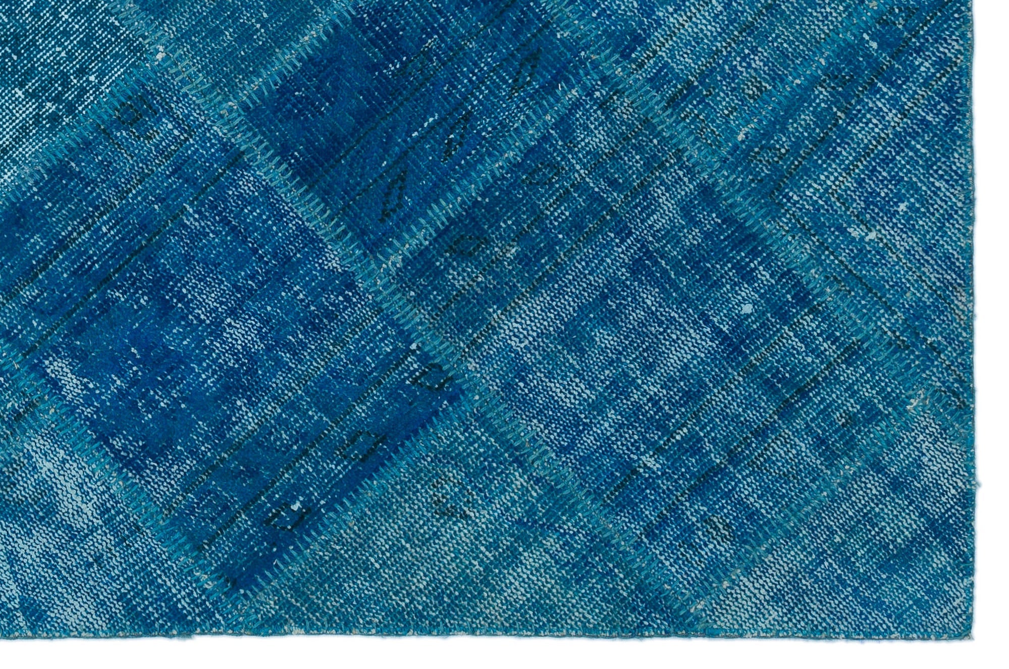 Iskece 22225 Turquoise Patchwork Wool Handmade Area Rug 3'11" x 5'11"