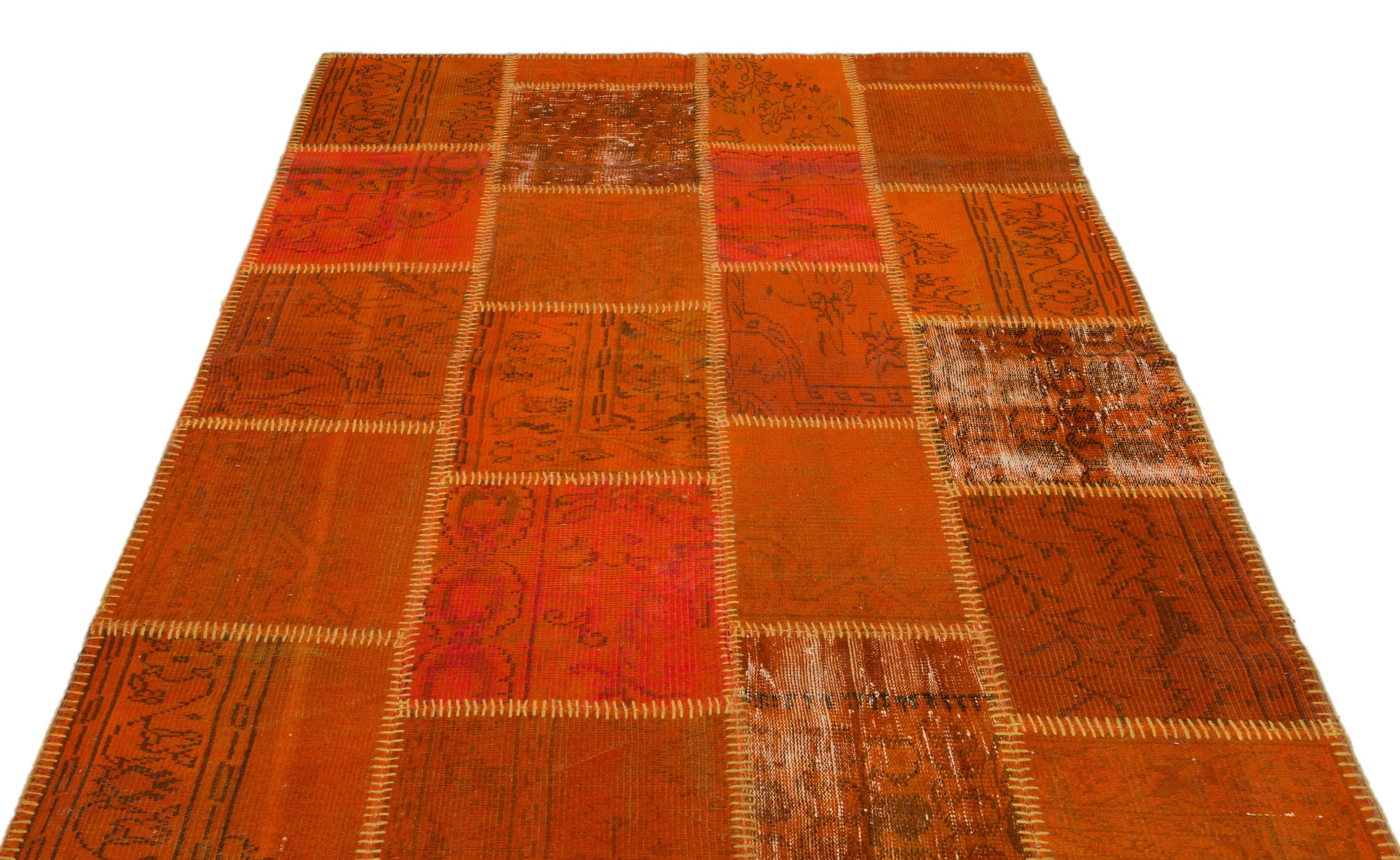 Iskece 22276 Orange Vintage Wool Handmade Area Rug 5'3" x 7'7"