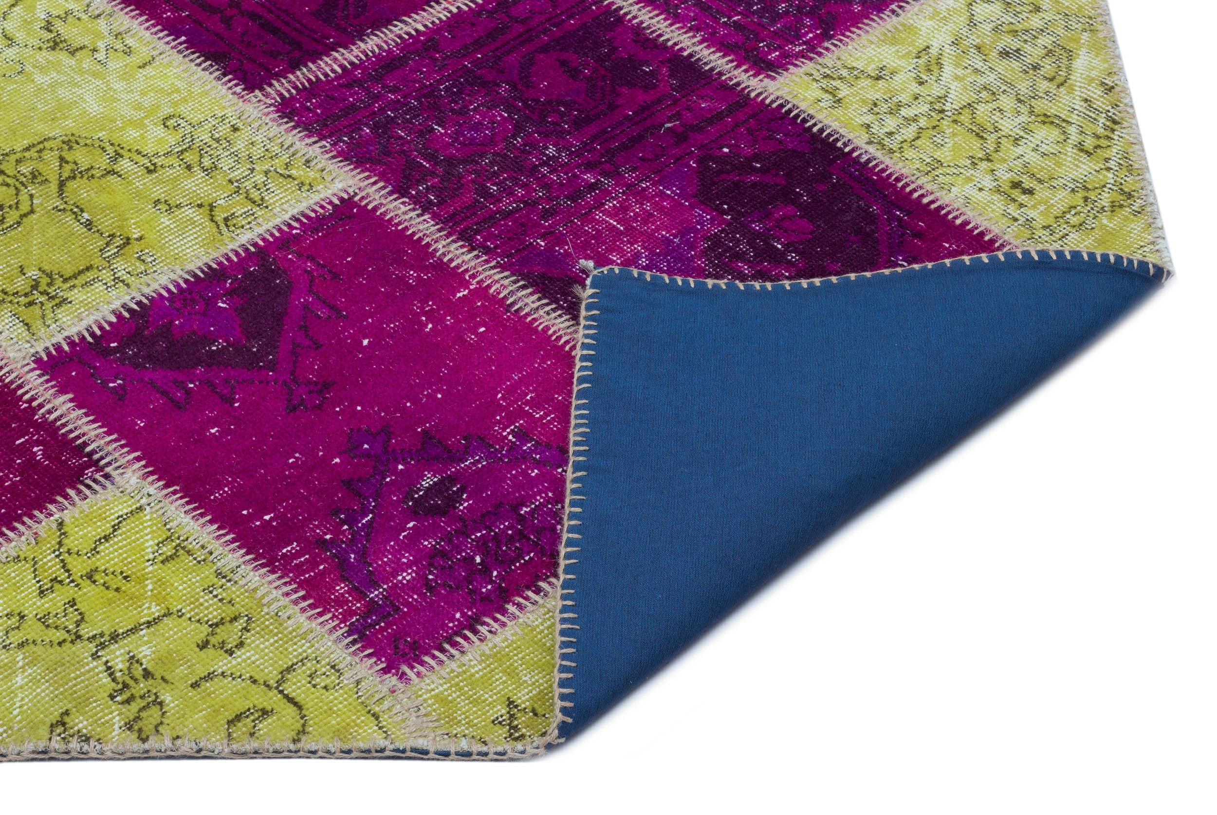 Iskece 22320 Beige Patchwork Wool Handmade Area Rug 3'11" x 5'11"