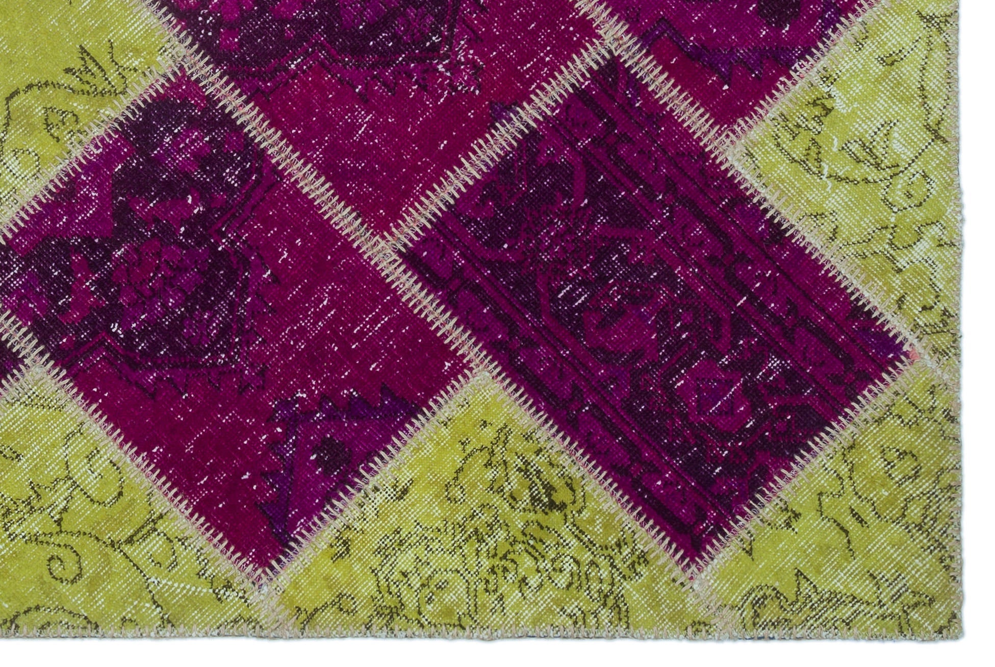 Iskece 22320 Beige Patchwork Wool Handmade Area Rug 3'11" x 5'11"