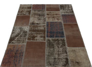 Iskece 22337 Brown Patchwork Wool Handmade Area Rug 3'11" x 5'11"