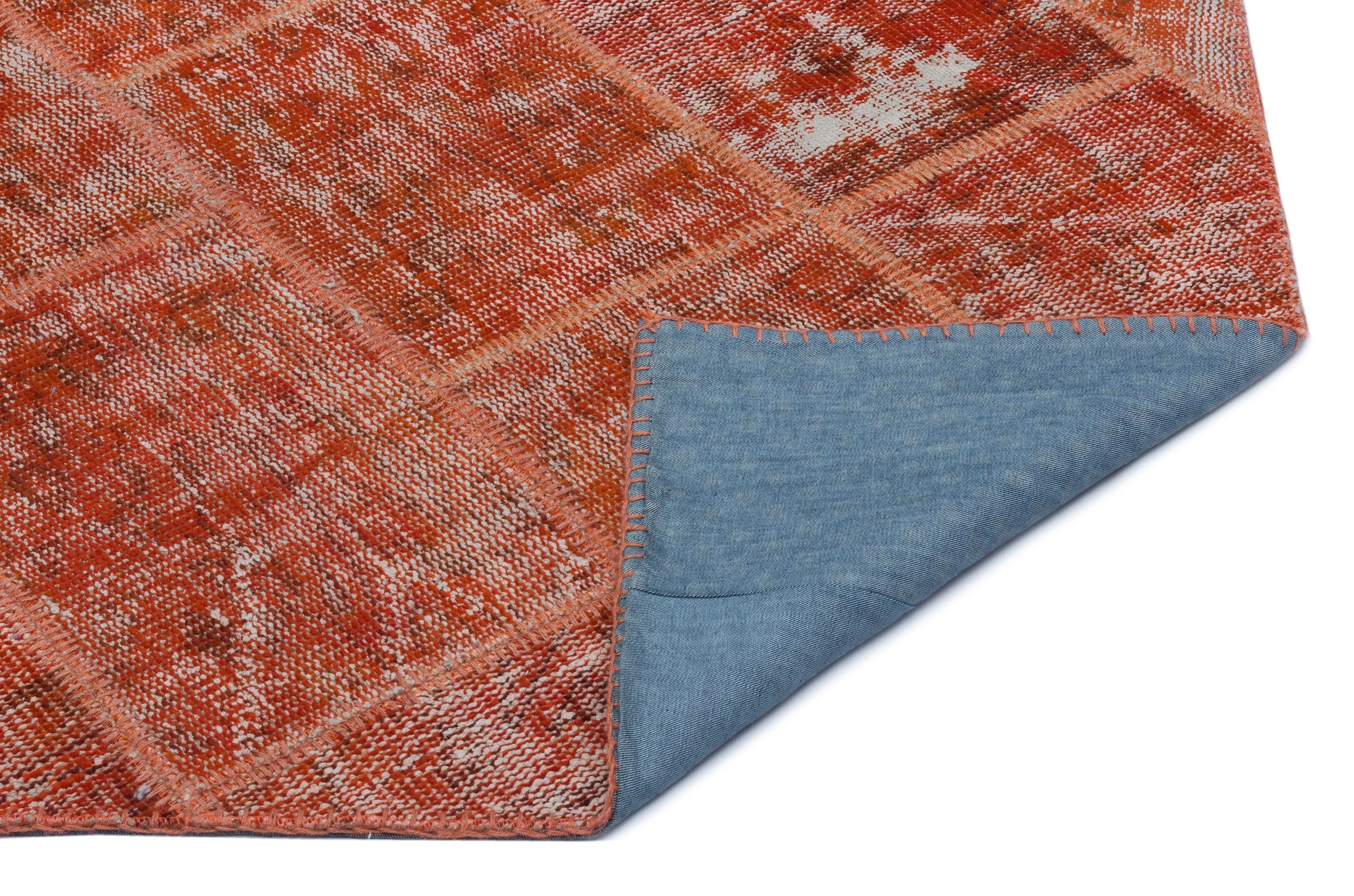 Iskece 22350 Orange Vintage Wool Handmade Area Rug 3'11" x 5'11"